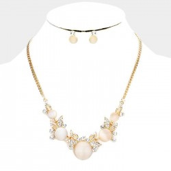 Parure bijoux pastille ivoire nacre et or