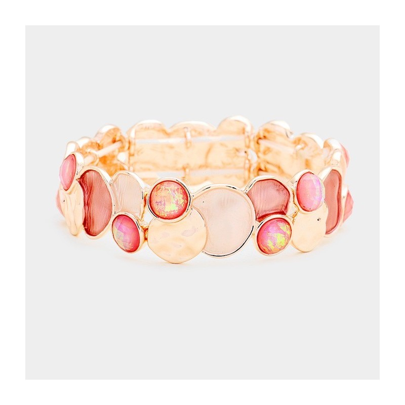 Bracelet stretch métal rose peche or  rose