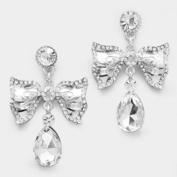Boucles d'oreilles noeud et goutte noir jet