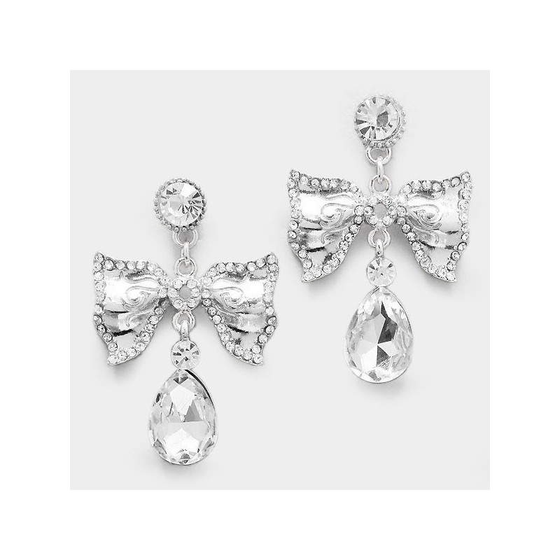 Boucles d'oreilles noeud et goutte noir jet