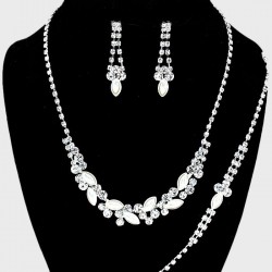 Parure bijoux mariage perles blanches et cristal