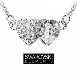 Collier double coeur cristal Swarovski