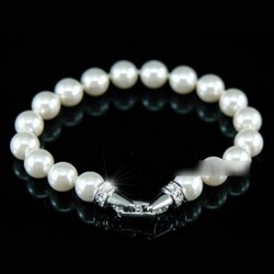 Bracelet perles blanc et cristal Swarovski