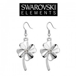 Boucles d'oreilles Swaroski trefle 4 feuilles