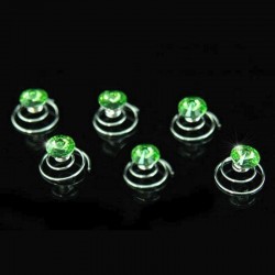 6 spirales cheveux fleur cristal vert