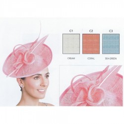 Chapeau mariage Chapeau de mariage fleur et plumes rose orange corail