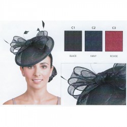 Chapeau mariage Chapeau de mariage noeud et plumes rouge