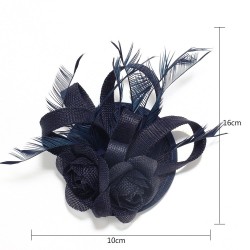 Chapeau mariage Bibi cheveux bleu marine et plumes