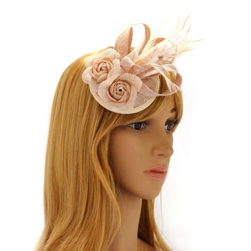 Chapeau mariage Bibi cheveux bleu marine et plumes