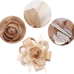 Chapeau mariage Bibi cheveux noeud fleur et plumes nude