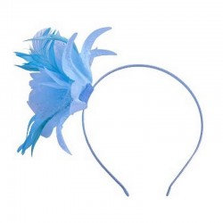 Chapeau mariage Headband avec fleur et plumes bleu ciel