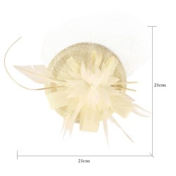 Chapeau mariage Bibi cérémonie fleur et plumes ivoire