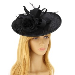 Chapeau mariage Chapeau mariage fleur et plumes noir