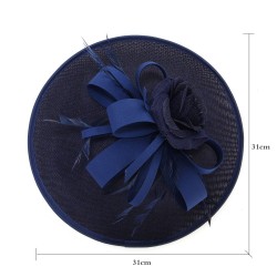 Chapeau mariage Chapeau mariage fleur et plumes bleu marine