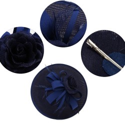 Chapeau mariage Chapeau mariage fleur et plumes bleu marine