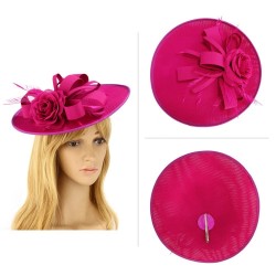 Chapeau mariage Chapeau mariage fleur et plumes rose fuchsia violet