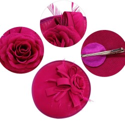 Chapeau mariage Chapeau mariage fleur et plumes rose fuchsia violet