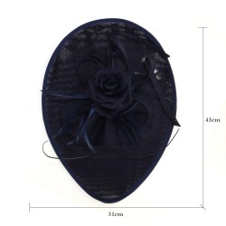 Chapeau mariage Chapeau mariage fleur et plumes bleu marine