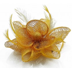 Chapeau mariage Bibi fleur cheveux jaune doré