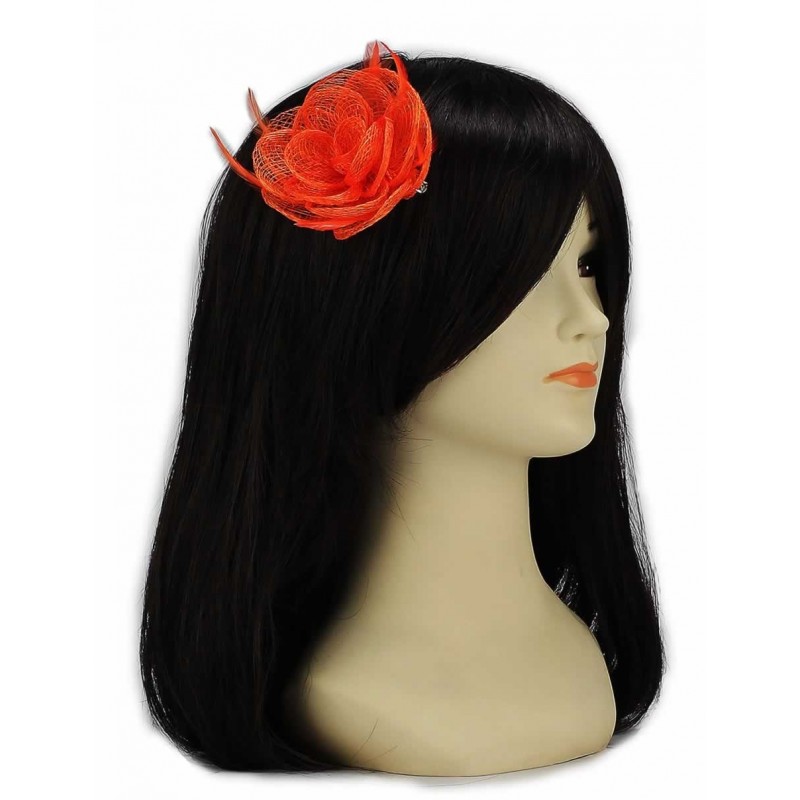 Chapeau mariage Bibi fleur cheveux orange corail