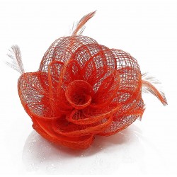 Chapeau mariage Bibi fleur cheveux orange corail