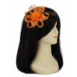 Chapeau mariage Fleur cheveux en tulle orange