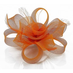Chapeau mariage Fleur cheveux en tulle orange