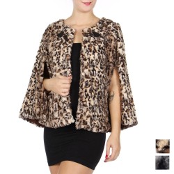 Foulard Bolero cape fourrure léopard marron