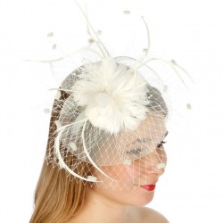 Chapeau mariage Bibi fleur et voilette ivoire
