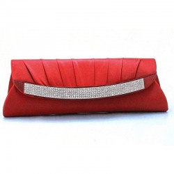 Sac pochette satin et cristal rouge