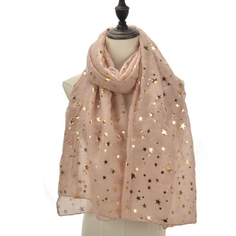 Echarpe légère étoiles beige nude Echarpe légère étoiles beige nude