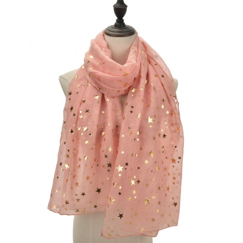 Echarpe légère étoiles rose Echarpe légère étoiles rose
