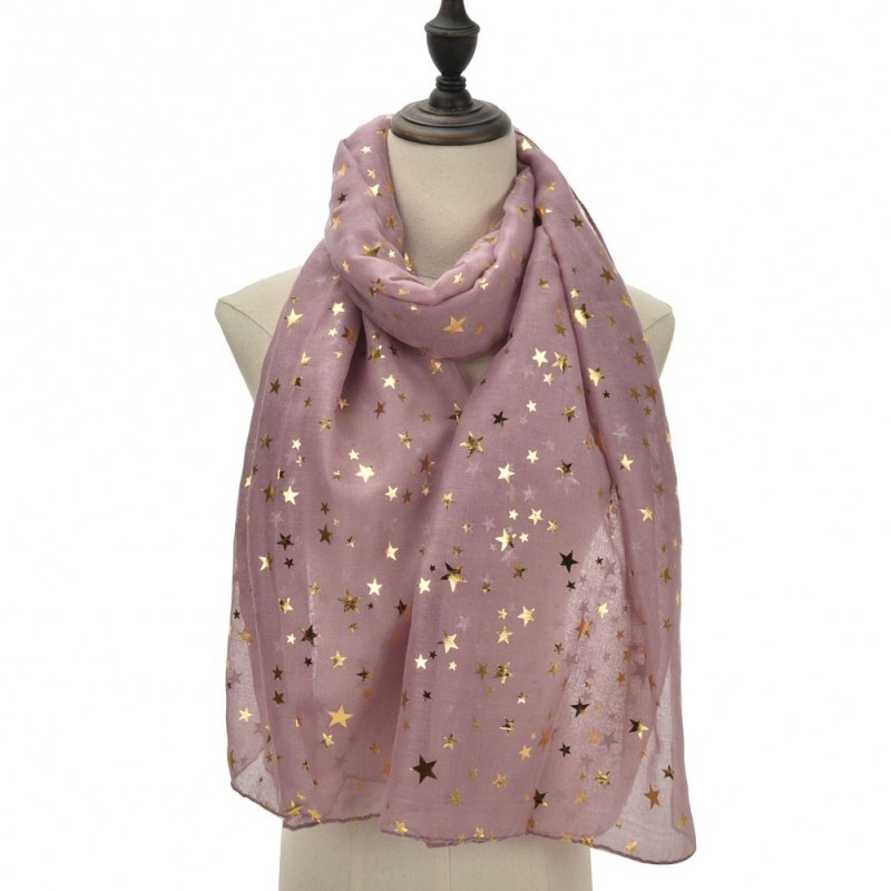 Echarpe légère étoiles rose mauve Echarpe légère étoiles rose mauve