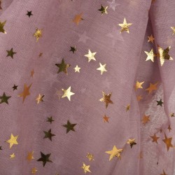 Echarpe légère étoiles rose mauve