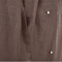 Etole légère perles et paillettes marron taupe