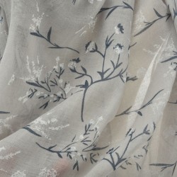Etole imprimée ramages fleuris gris clair