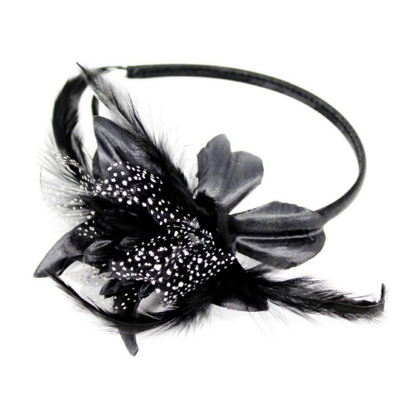 Headband fleur satin noir