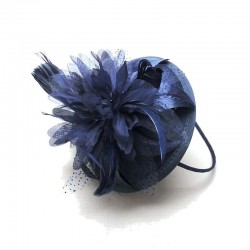 Bibi chapeau de mariage bleu marine