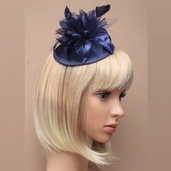 Bibi chapeau de mariage bleu marine