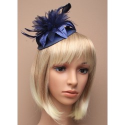 Bibi chapeau de mariage bleu marine