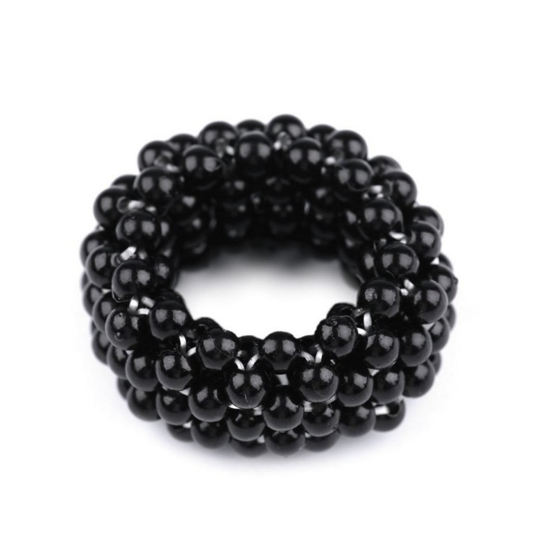 Elastique à cheveux avec perles noires
