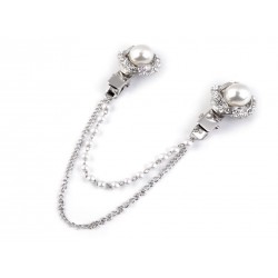 Double clip broche strass et perles