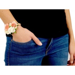 Bracelet champêtre corde et fleurs