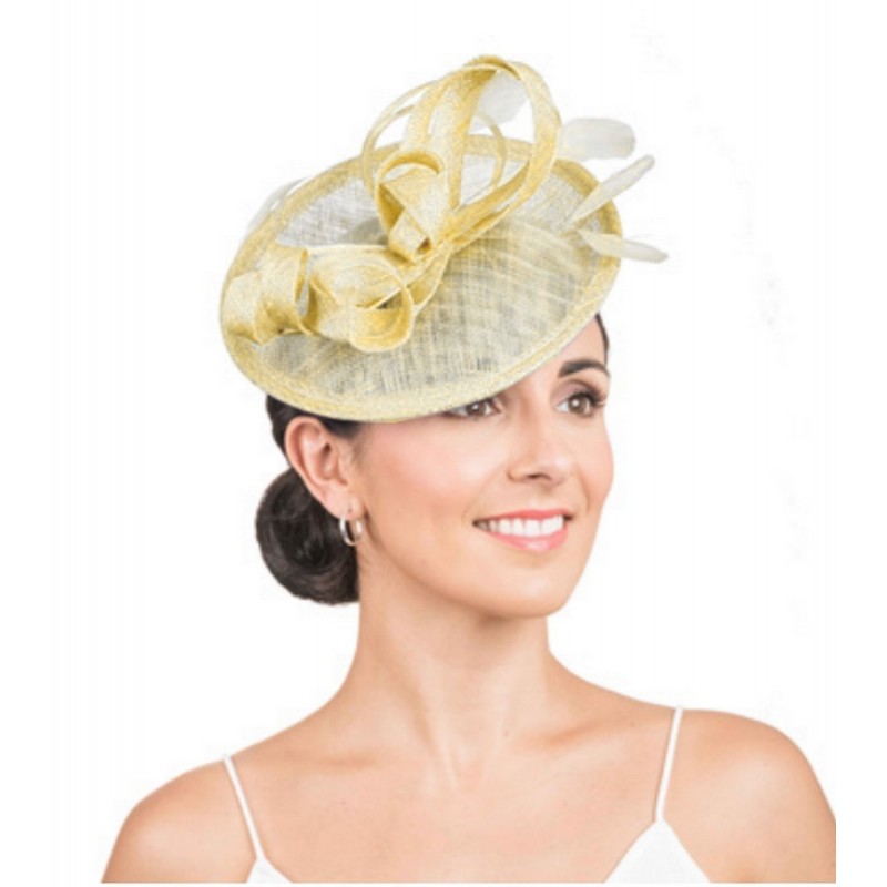 Accessoire de coiffure sisal et plumes jaune