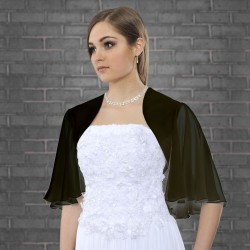 Veste habillée voile noire à manches chauve souris, veste légère en voile noir