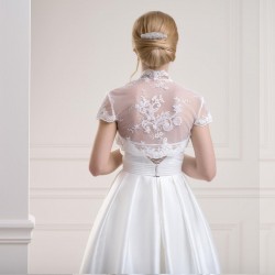 Veste mariée dentelle manches courtes, bolero mariage dentelle ivoire
