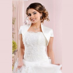 Veste mariage satin manches courtes, bolero de mariée en satin