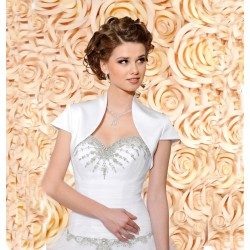 Veste mariage satin manches courtes, bolero de mariée en satin