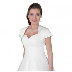 Veste mariage satin manches courtes, bolero de mariée en satin