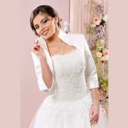 Bolero mariage satin col montant manches mi-longues, boléro de mariée satin, veste habillée
